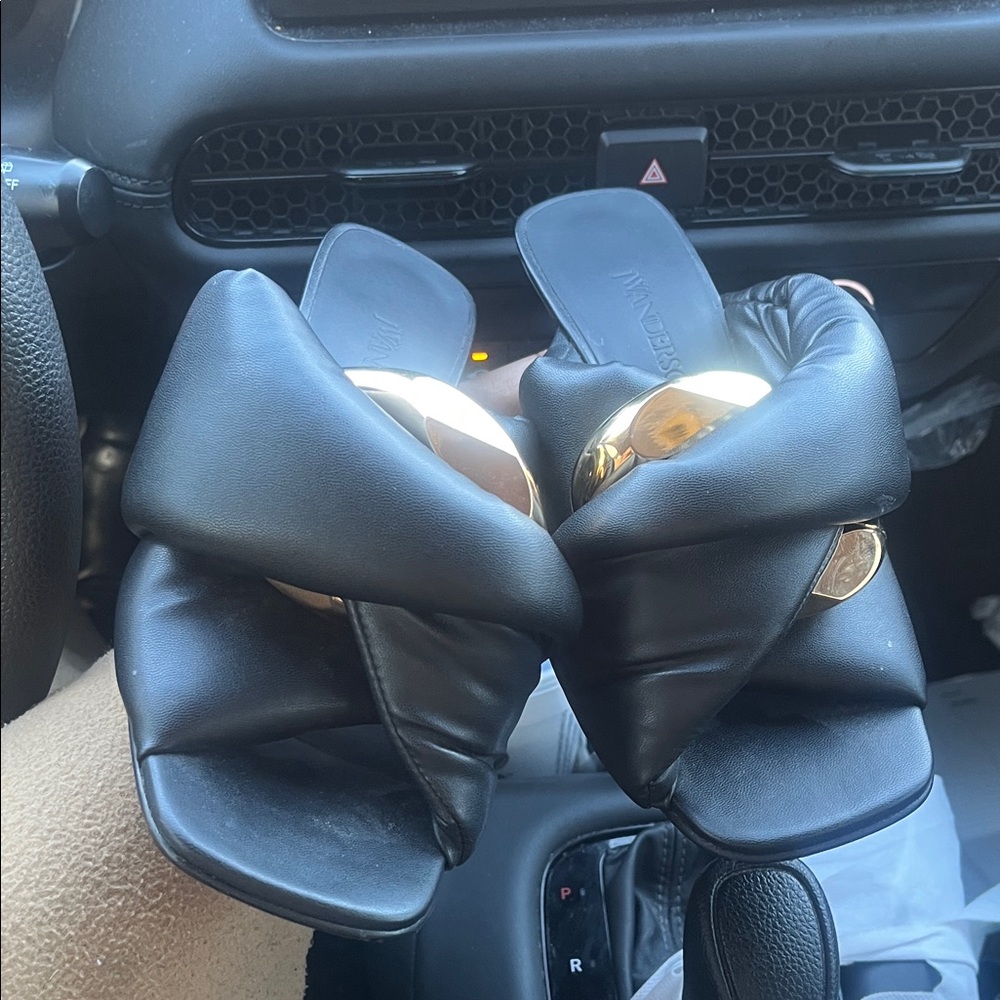 JW ANDERSON Black Sandals with Gold Details
